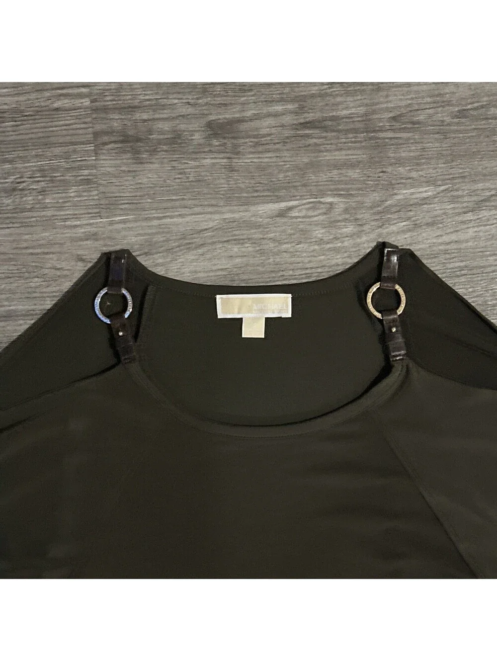 Michael Kors Drape Jersey Belted Dress S Long Sleeve Olive Pea Green Pit-Pit 18